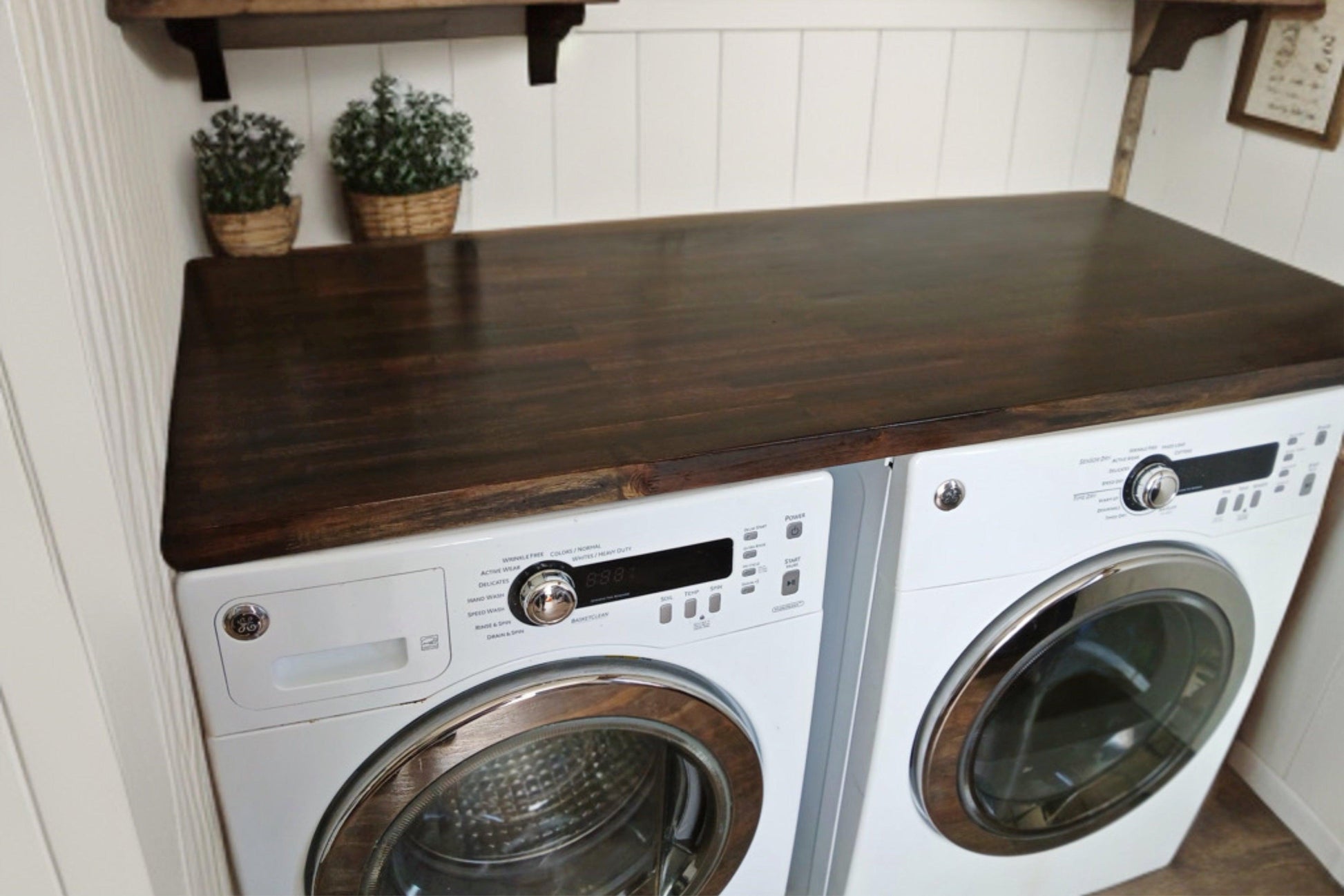 Butcher Block Top for Front Load Washer and Dryer - My Two Maggie's, Laundry Organization, Laundry Folding Table, Washer Dryer Tabletop, Folding Table for washing machine, Washer and Dryer Countertop